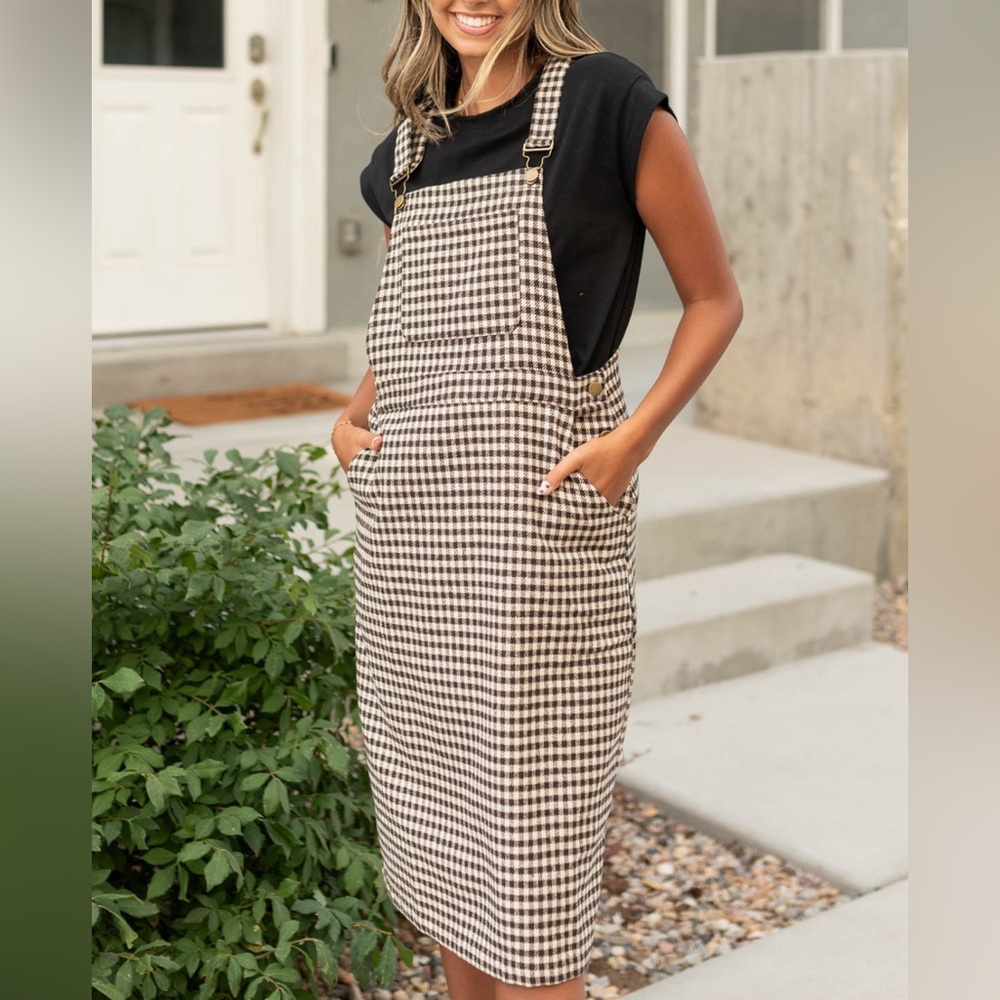 Plaid Overall Dress
